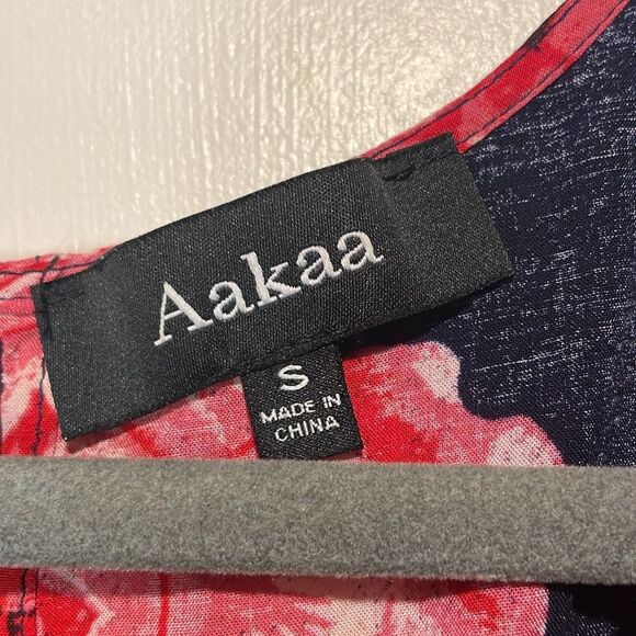 Anthropologie- Aakaa Black and Pink Floral Tie Front Mini Dress- Size Small - Picture 3 of 9